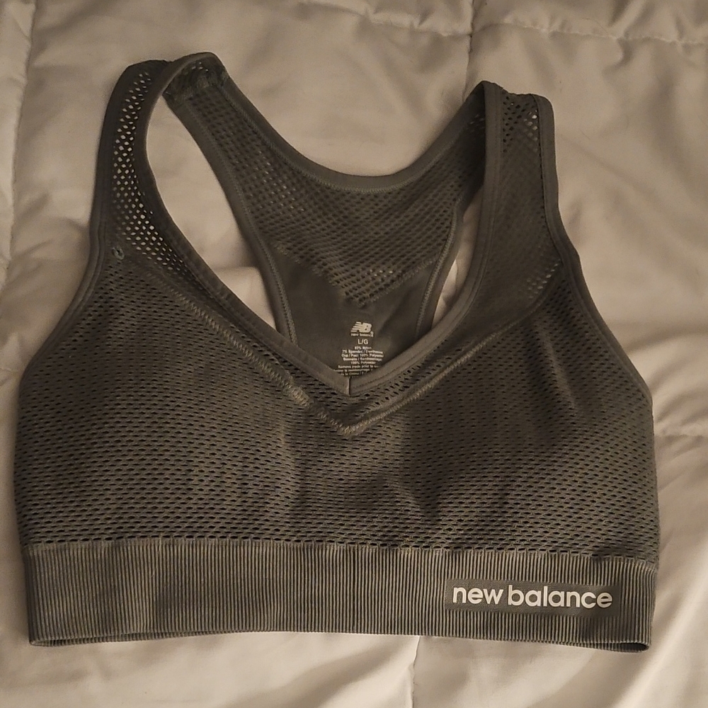 New Balance Women's Dark Gray Mesh Racerback Sports Bra